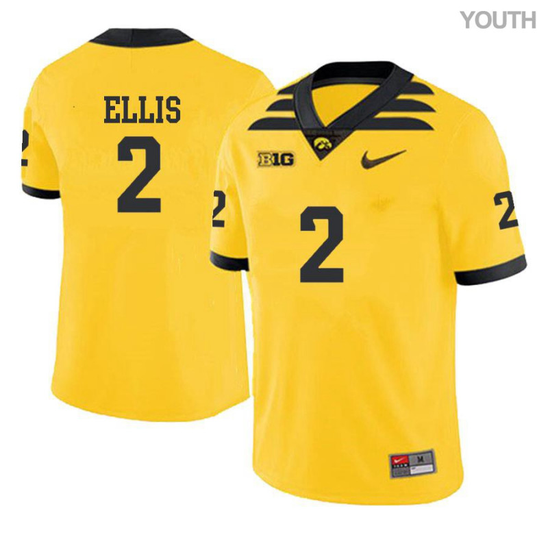 Youth Iowa Hawkeyes NCAA #2 Mick Ellis Yellow Authentic Nike Alumni Stitched College Football Jersey LE34Q74SW